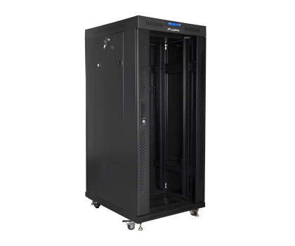 Szafa RACK LANBERG Szafa instalacyjna rack stojąca 19 27U 600x800 czarna, drzwi szklane LCD (Flat pack) FF01-6827-12BL